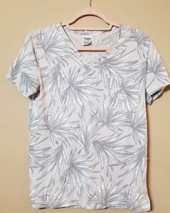 Victoria's Secret PINK Gray Palm Tree Leaf Vneck Tshirt Top, Size Extra Small XS